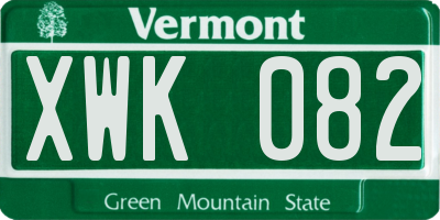 VT license plate XWK082