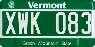 VT license plate XWK083