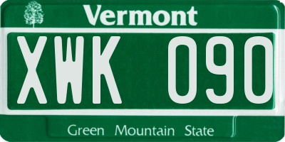 VT license plate XWK090
