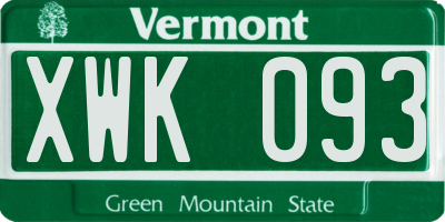 VT license plate XWK093
