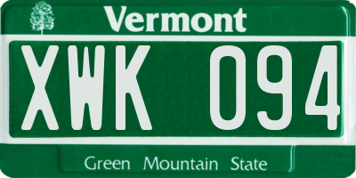 VT license plate XWK094