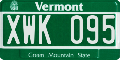 VT license plate XWK095