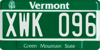 VT license plate XWK096