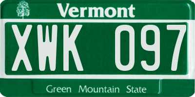 VT license plate XWK097