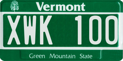 VT license plate XWK100