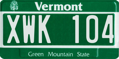 VT license plate XWK104