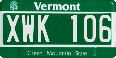 VT license plate XWK106