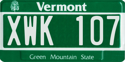 VT license plate XWK107