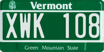 VT license plate XWK108