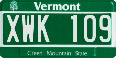 VT license plate XWK109