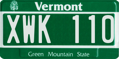 VT license plate XWK110