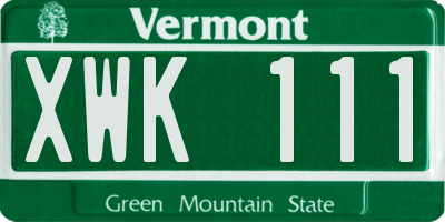 VT license plate XWK111