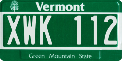 VT license plate XWK112