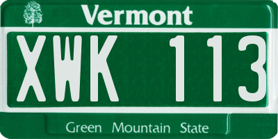 VT license plate XWK113