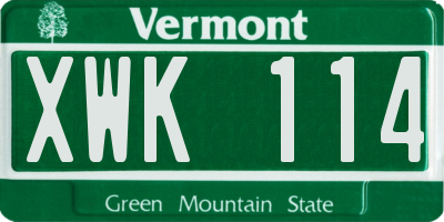 VT license plate XWK114