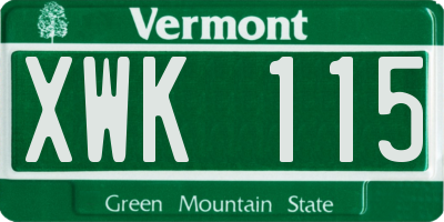 VT license plate XWK115