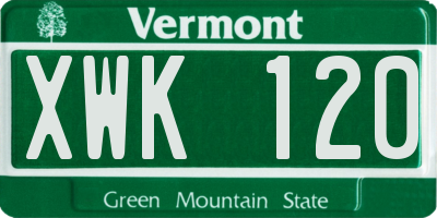VT license plate XWK120