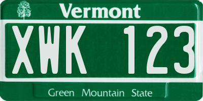 VT license plate XWK123