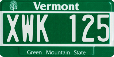 VT license plate XWK125