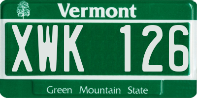VT license plate XWK126