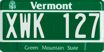 VT license plate XWK127