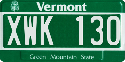 VT license plate XWK130