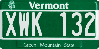 VT license plate XWK132