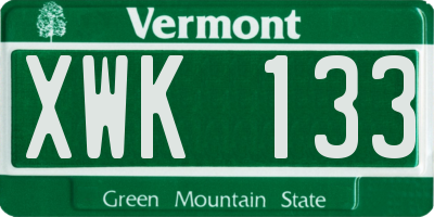 VT license plate XWK133