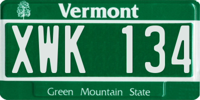 VT license plate XWK134