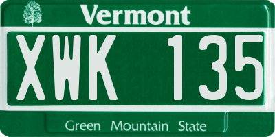 VT license plate XWK135