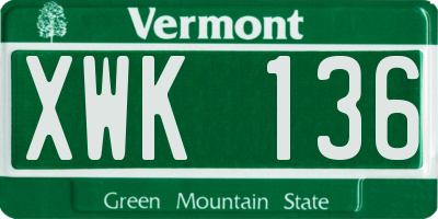 VT license plate XWK136