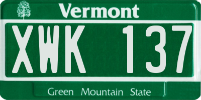 VT license plate XWK137