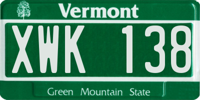 VT license plate XWK138