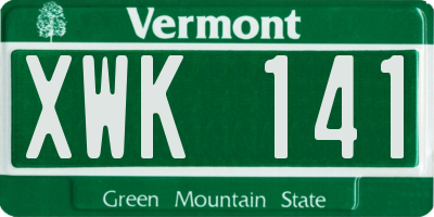 VT license plate XWK141