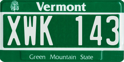 VT license plate XWK143