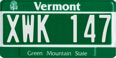 VT license plate XWK147