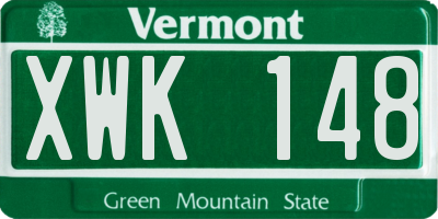VT license plate XWK148