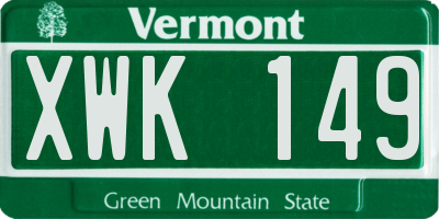 VT license plate XWK149