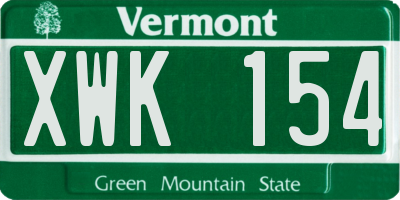 VT license plate XWK154