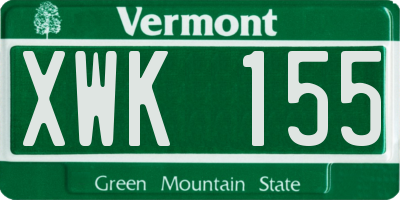 VT license plate XWK155