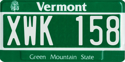 VT license plate XWK158
