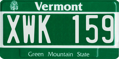 VT license plate XWK159