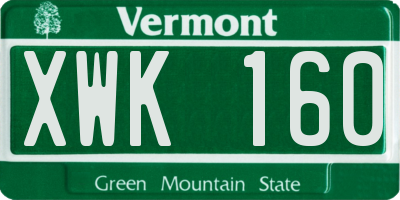 VT license plate XWK160