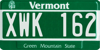 VT license plate XWK162
