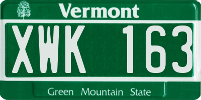VT license plate XWK163