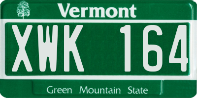 VT license plate XWK164