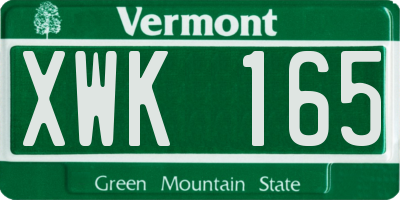 VT license plate XWK165