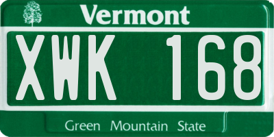 VT license plate XWK168