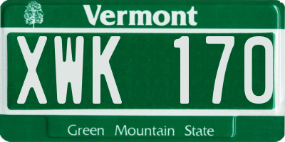 VT license plate XWK170