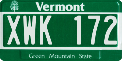 VT license plate XWK172